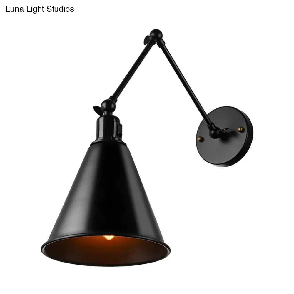 Swing Arm Wall Light Fixture Industrial Metal Sconce Adjustable for Living Room Bedroom Bedside Reading | Thomler