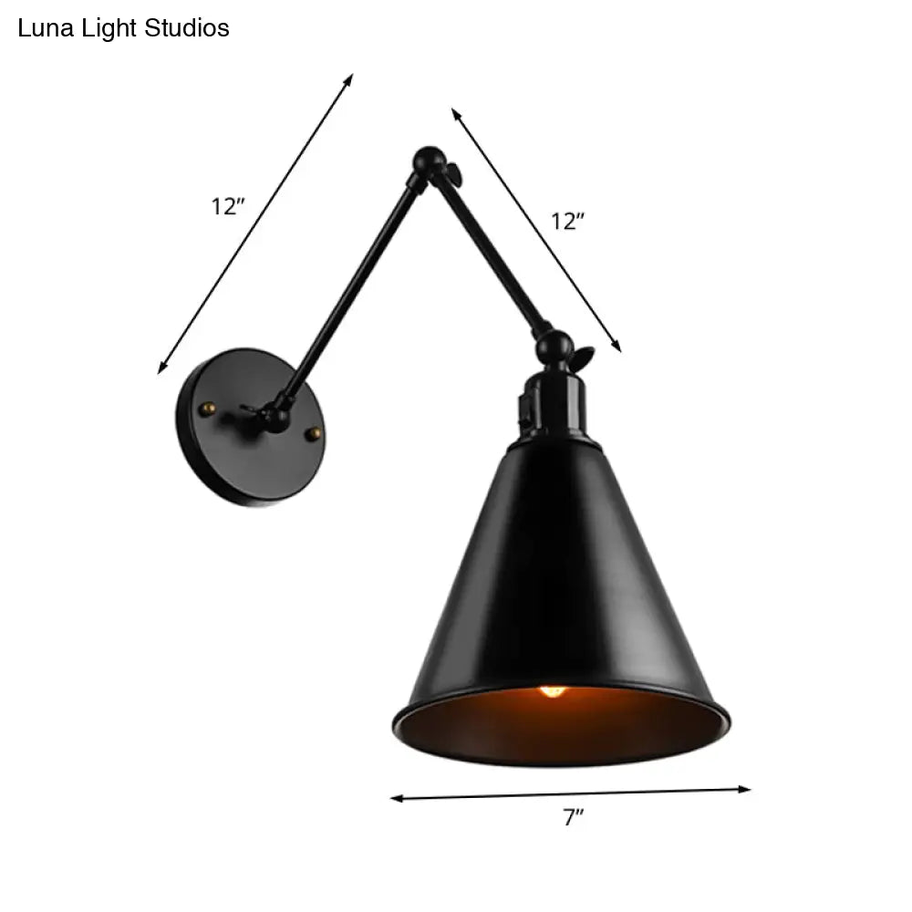Swing Arm Wall Light Fixture Industrial Metal Sconce Adjustable for Living Room Bedroom Bedside Reading | Thomler