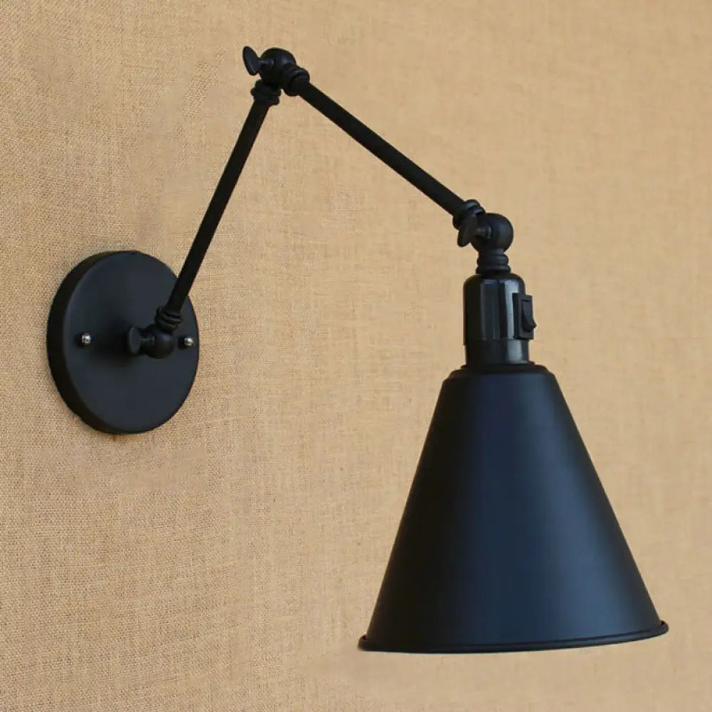 Swing Arm Wall Light Fixture Industrial Metal Sconce Adjustable for Living Room Bedroom Bedside Reading | Thomler