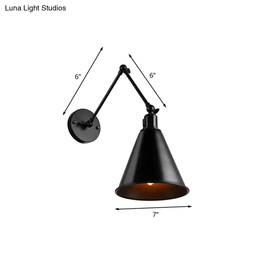 Swing Arm Wall Light Fixture Industrial Metal Sconce Adjustable for Living Room Bedroom Bedside Reading | Thomler