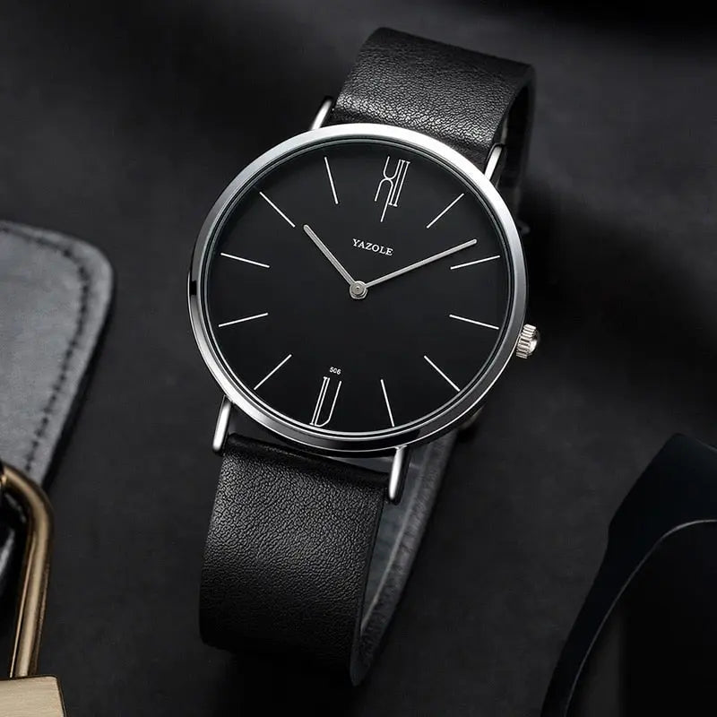 Classic Quartz Wristwatch with Genuine Leather Band for Men – Refined Minimalist Dial, Stainless Steel Case, Adjustable Strap | Thomler