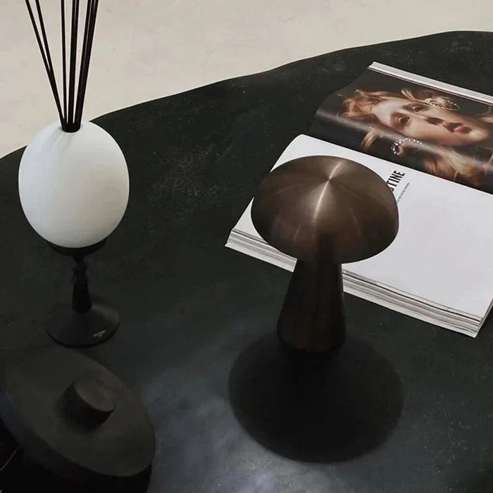 Rechargeable Mushroom Table Lamp with Touch Control & 3 Brightness Levels for Bedroom Nightstand Living Room Dining Room Office Desk Cordles | Thomler