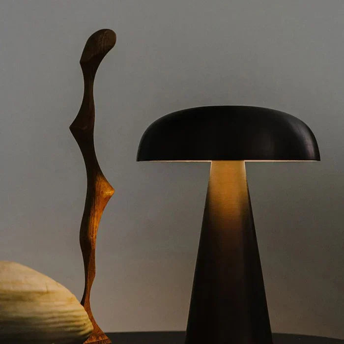 Rechargeable Mushroom Table Lamp with Touch Control & 3 Brightness Levels for Bedroom Nightstand Living Room Dining Room Office Desk Cordles | Thomler