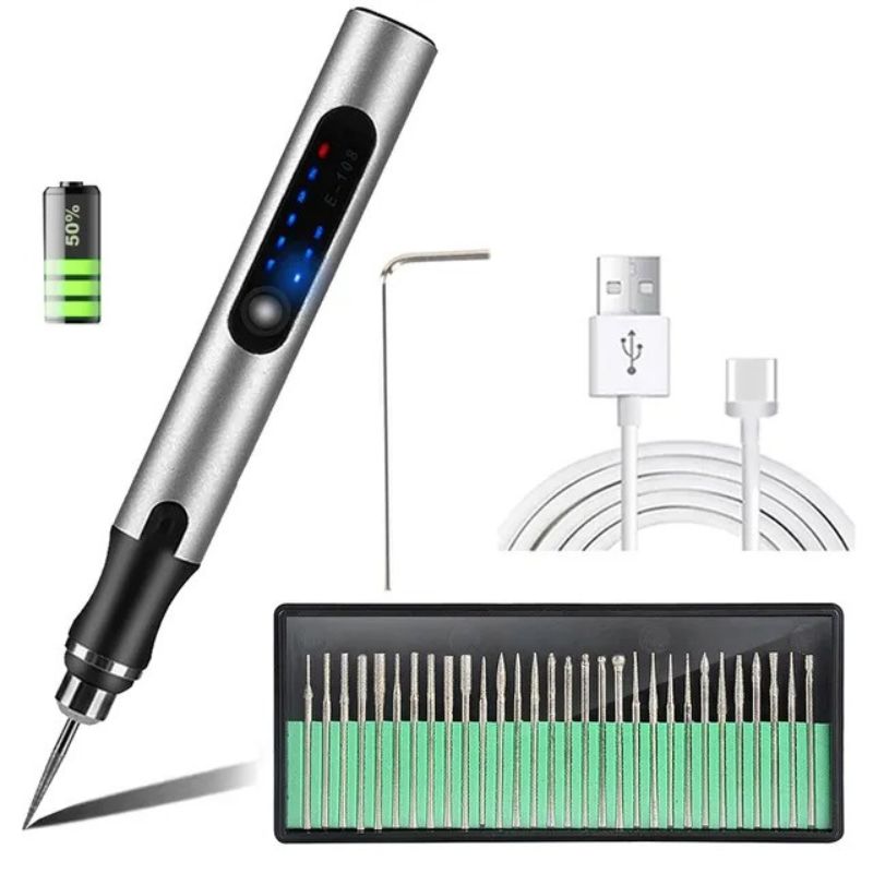 Electric Engraving Pen Cordless LCD 3 Speed Craft Tool For Precision DIY Wood Metal Glass Detailing Portable Rotary Grinder | Thomler