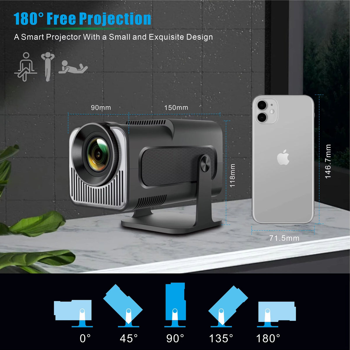 Portable Mini Projector 1080p Full HD Android WiFi LED Home Theater Up to 150 Inch Screen for Indoor Outdoor Movies Gaming | Thomler
