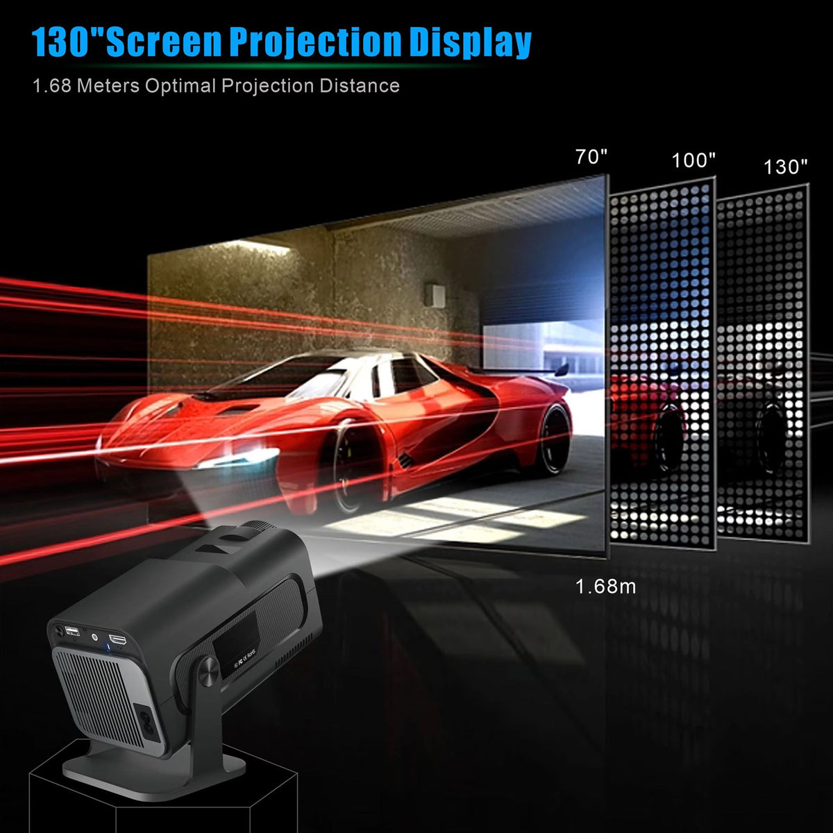 Portable Mini Projector 1080p Full HD Android WiFi LED Home Theater Up to 150 Inch Screen for Indoor Outdoor Movies Gaming | Thomler