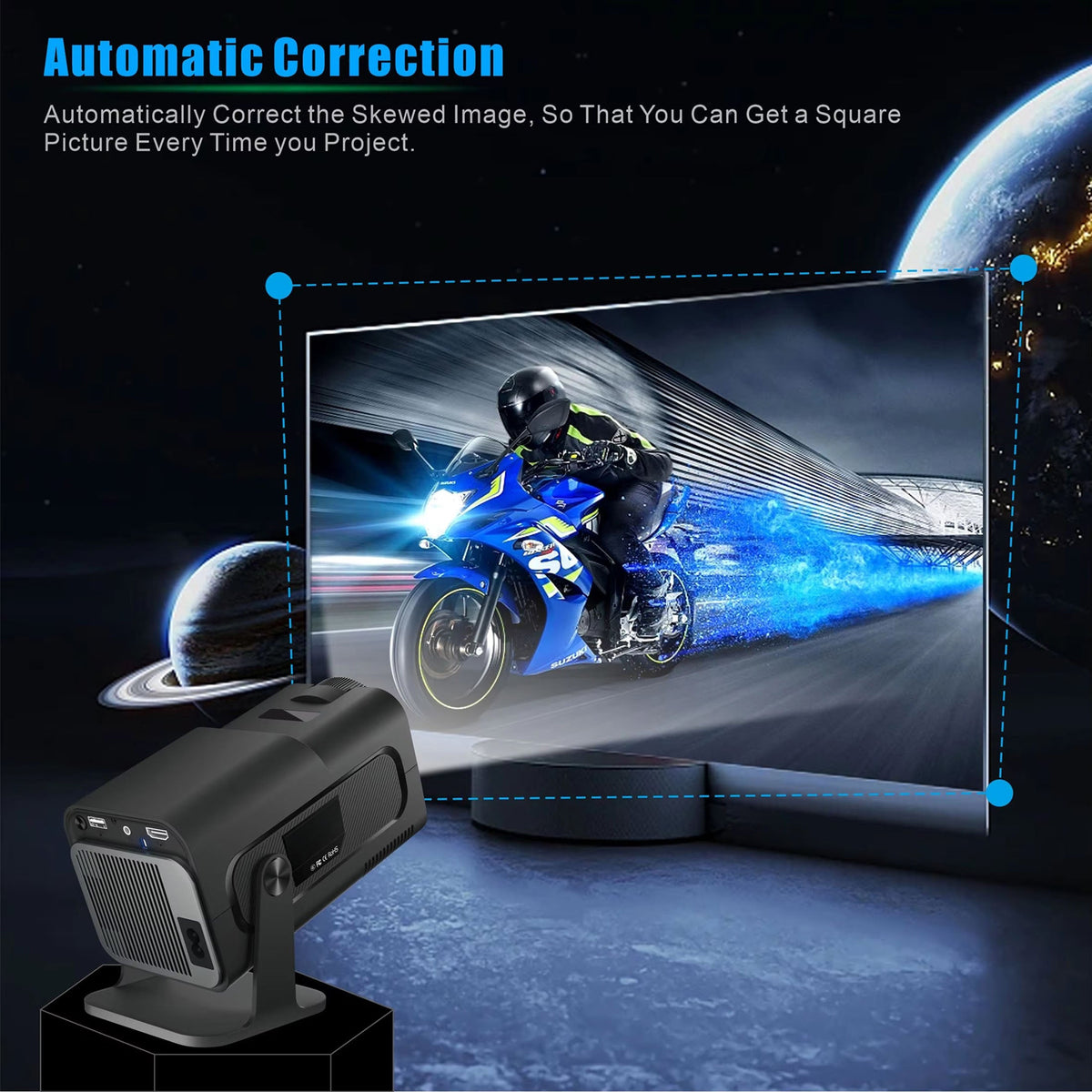 Portable Mini Projector with Android 11, 1080p HD, 300 ANSI Lumens, WiFi 6, Bluetooth, 150 in Screen for Home Theater, Outdoor Movies | Thomler