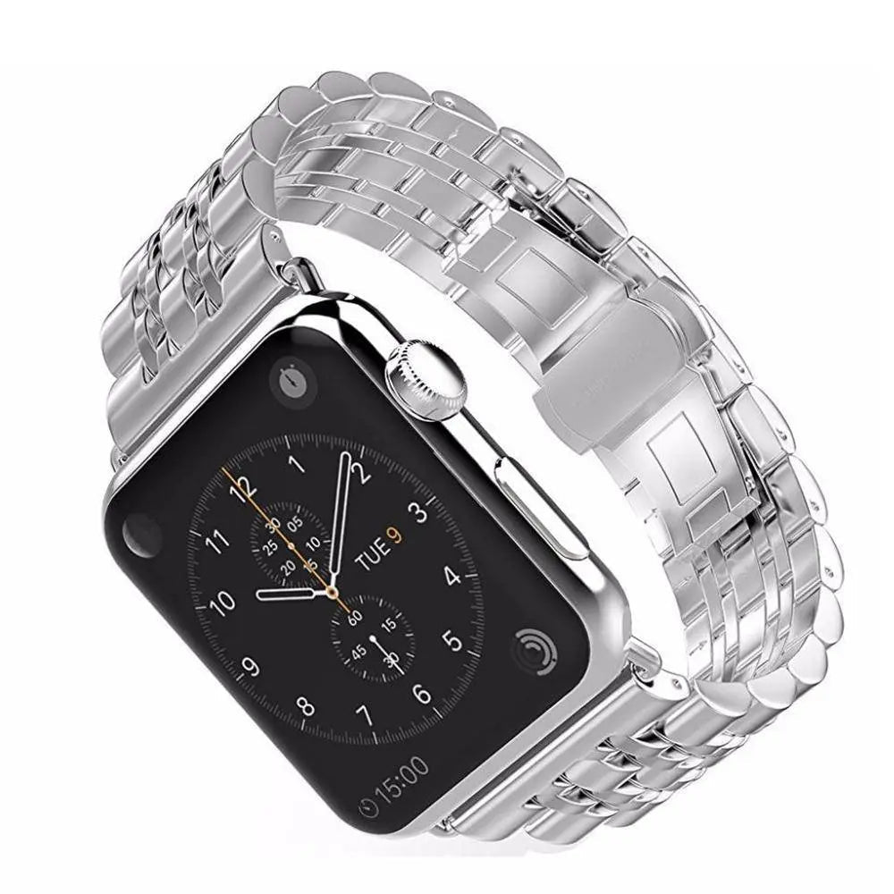Premium Metal Three-Row Chain Watch Strap – 38mm–49mm Sizes, 4 Finishes – Compatible with Latest & Legacy Apple Watches | Thomler