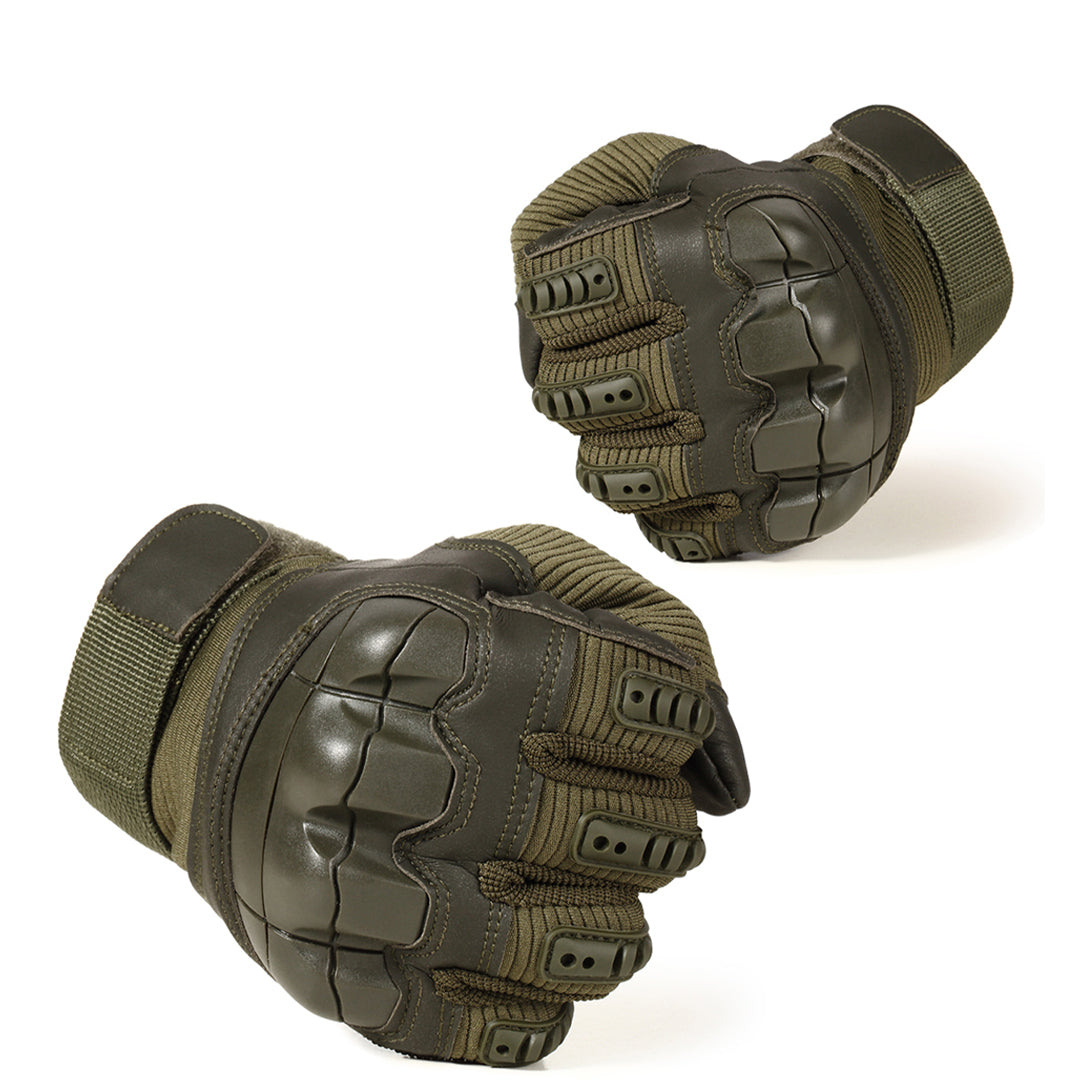 Tactical Half-Finger Gloves with Leather Palm and Cotton Back for Outdoor Work, Hiking, and Camping | Thomler