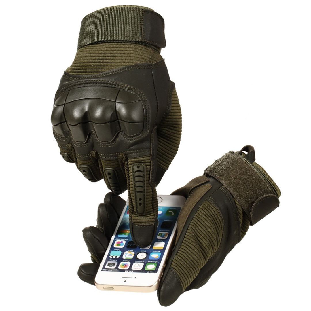 Tactical Half-Finger Gloves with Leather Palm and Cotton Back for Outdoor Work, Hiking, and Camping | Thomler