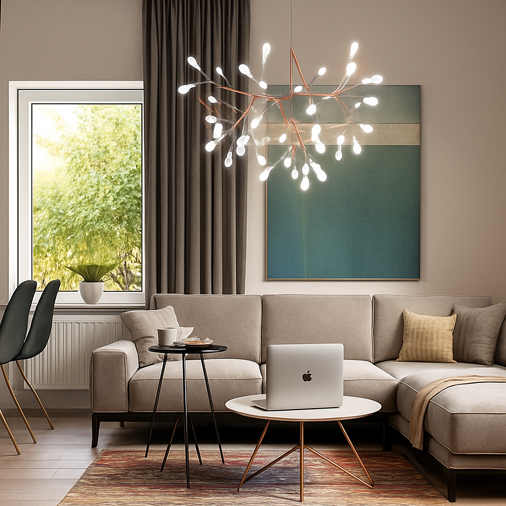 Pendant Light Metal LED 15 in Adjustable Modern Dining Room Living Room Lighting 27 45 63 Bulbs | Thomler