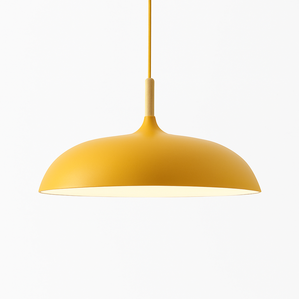 Pendant Light Aluminum Wood Rod 15.7 in Scandinavian Kitchen Dining Ceiling Fixture Modern Minimal Hanging Lamp | Thomler