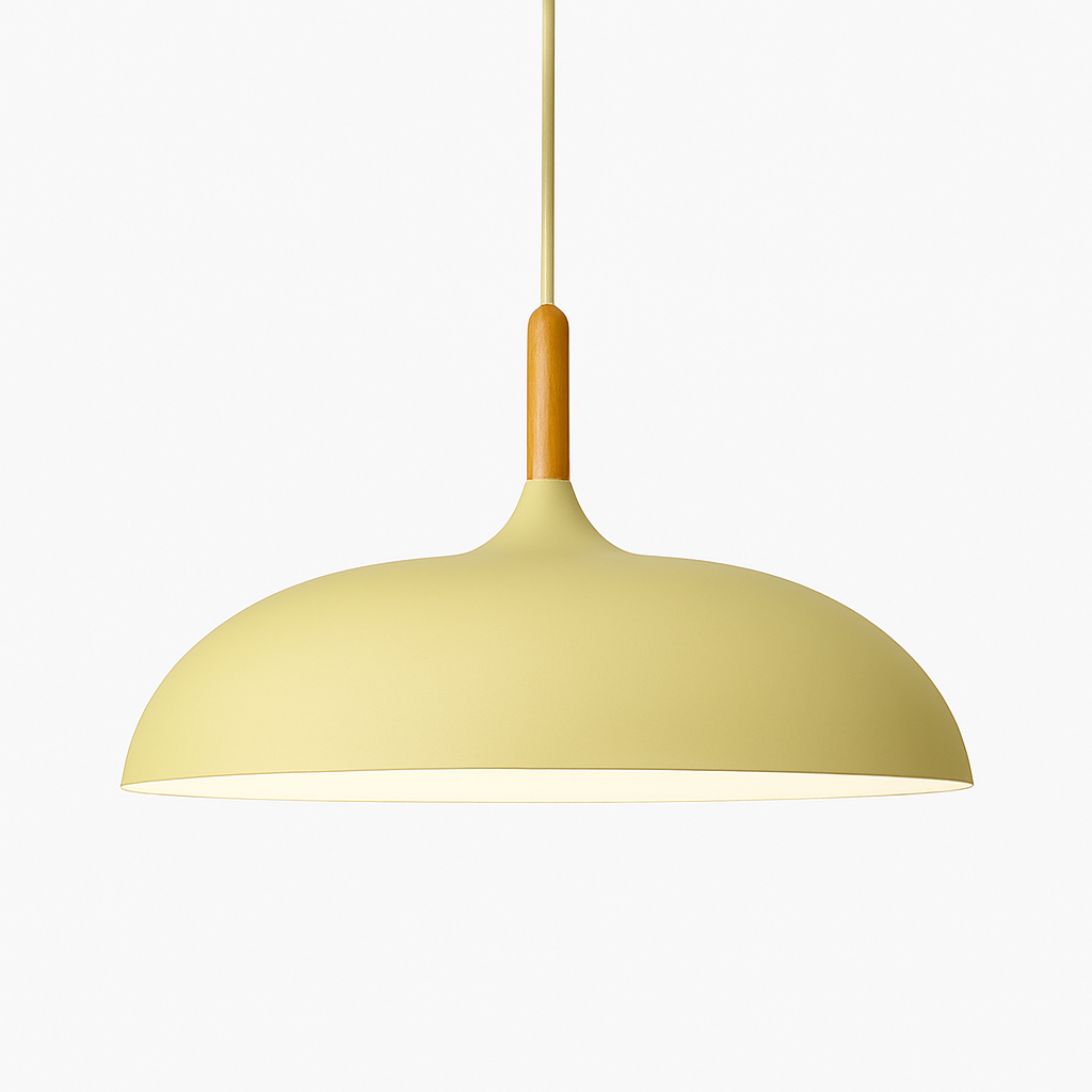 Pendant Light Aluminum Wood Rod 15.7 in Scandinavian Kitchen Dining Ceiling Fixture Modern Minimal Hanging Lamp | Thomler