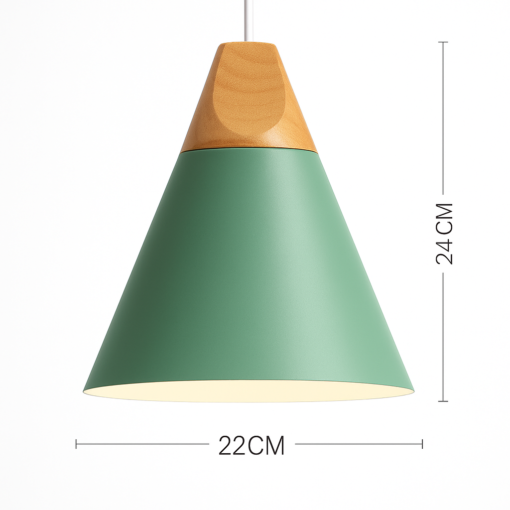 Pendant Light Wood Metal 11.0 in Colorful Nordic Kitchen Dining Ceiling Fixture Modern Hanging Lamp | Thomler
