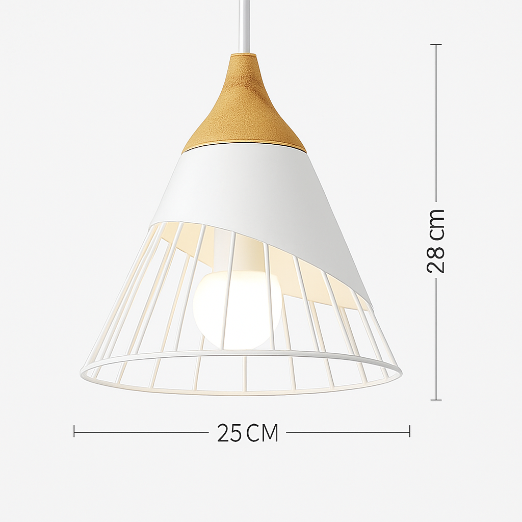 Pendant Light Wood Metal 11.0 in Colorful Nordic Kitchen Dining Ceiling Fixture Modern Hanging Lamp | Thomler