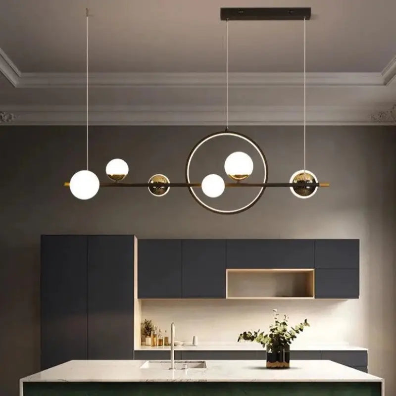 Pendant Light Aluminium 112.0 cm Black Dining Room Dimmable LED Scandinavian Kitchen Island Hanging Ceiling Light | Thomler