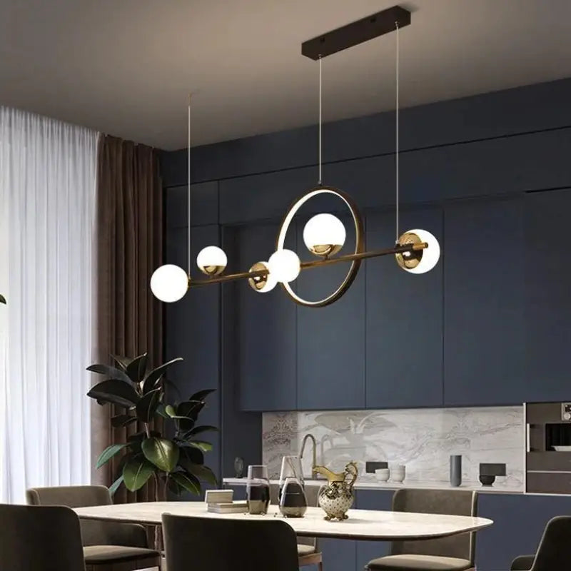 Pendant Light Aluminium Acrylic 112.0 cm 44.1 Inch Black Dining Room Scandinavian LED Hanging Ceiling Light | Thomler