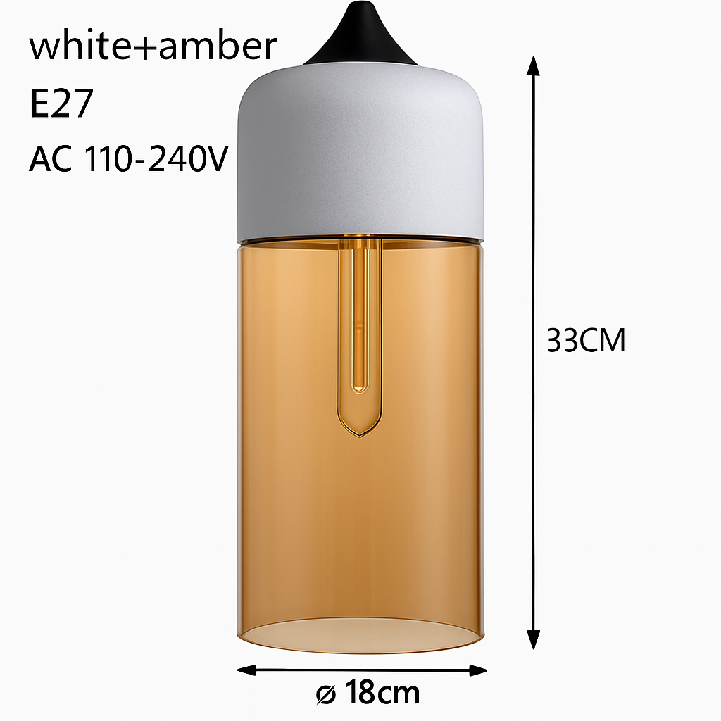 Industrial Glass & Metal Pendant Light for Kitchen Island, Dining Room & Bar | Modern Loft Hanging Fixture with Cord, E27 Socket, Amber or | Thomler