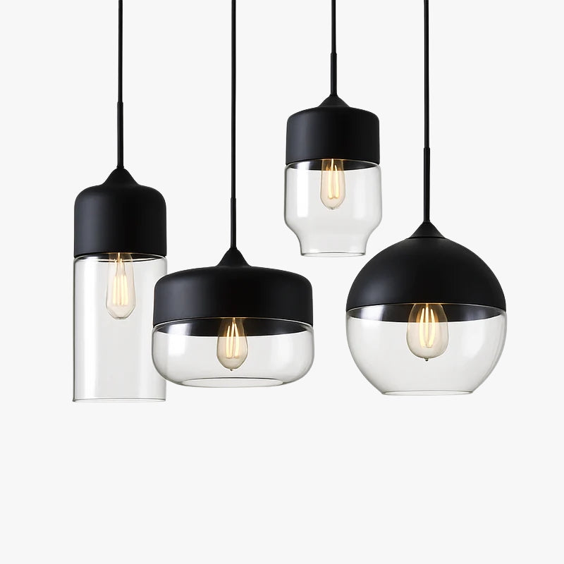 Industrial Glass & Metal Pendant Light for Kitchen Island, Dining Room & Bar | Modern Loft Hanging Fixture with Cord, E27 Socket, Amber or | Thomler