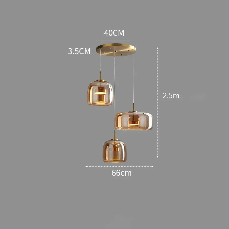Pendant Light Glass 102.0 cm x 38.0 cm Cognac Or Smoke Grey Dining Room Kitchen Island Scandinavian Hanging Ceiling Lamp | Thomler