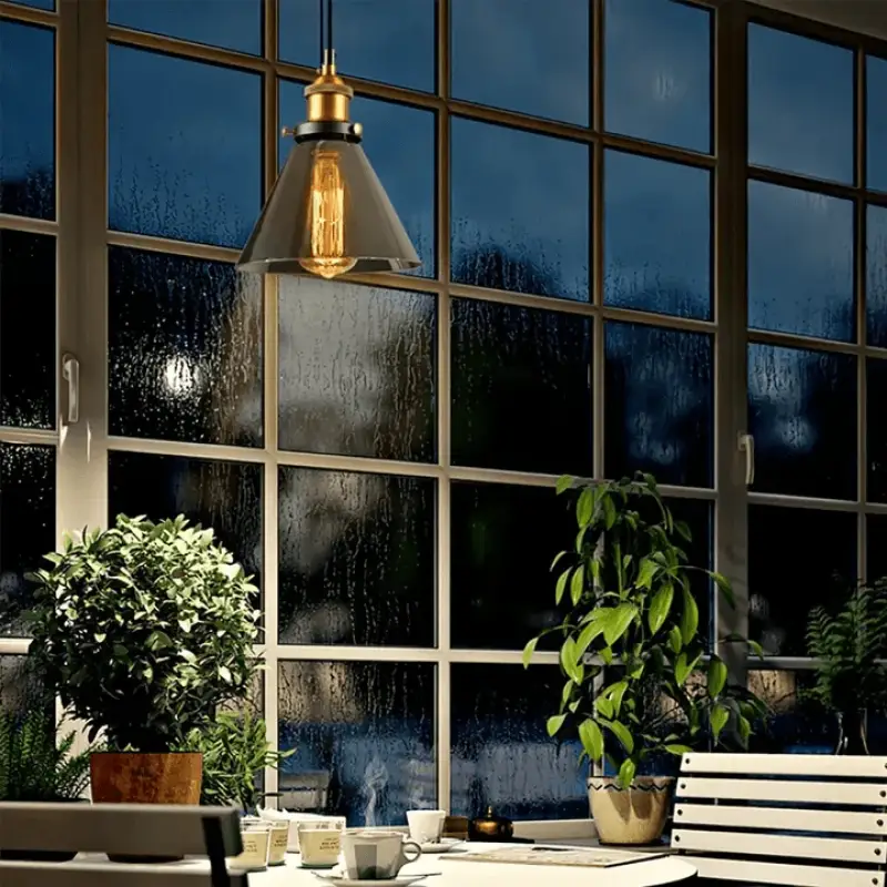 Pendant Light Smoked Glass 25.0 cm Industrial Indoor Dining Living Room Hanging Ceiling Lamp | Thomler