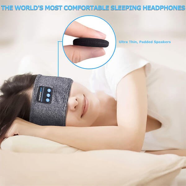 Sleep Headband Headphones Soft Washable Wireless Bluetooth for Insomnia Snoring Noise Blocking Meditation Travel Headset Gray Black | Thomler
