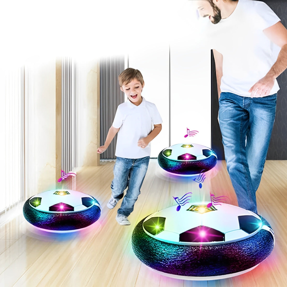 Air-Glide Indoor Soccer Discs with LED Lights – 2-Pack for Active Play at Home | Thomler