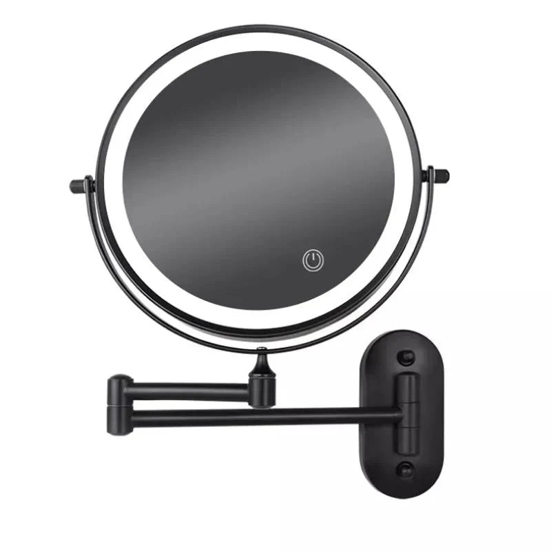 Wall Mounted Makeup Mirror Stainless Steel 20.0 cm LED Bathroom Magnifying Touch Control Rechargeable Vanity Grooming Mirror | Thomler