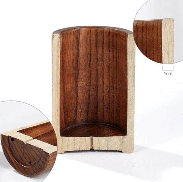 Countertop Utensil Crock Organizer Natural Teak Wood Kitchen Tool Caddy Holder for Cooking Spoons Spatulas Whisks | Thomler