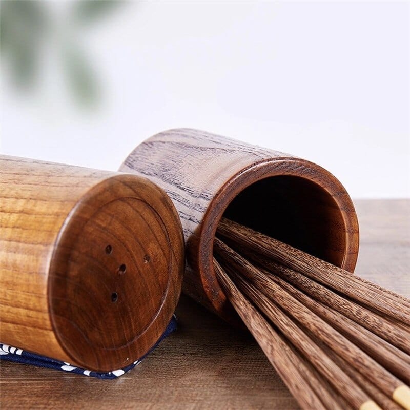 Countertop Utensil Crock Organizer Natural Teak Wood Kitchen Tool Caddy Holder for Cooking Spoons Spatulas Whisks | Thomler