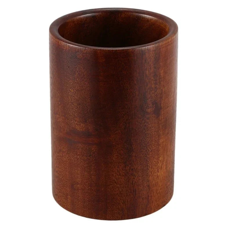 Countertop Utensil Crock Organizer Natural Teak Wood Kitchen Tool Caddy Holder for Cooking Spoons Spatulas Whisks | Thomler