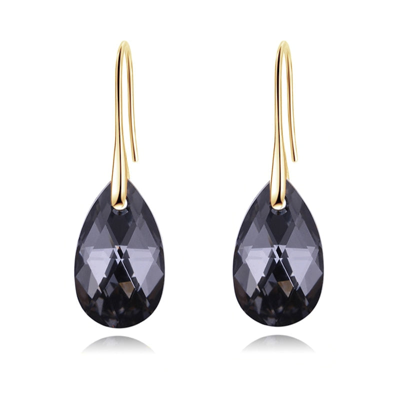 Sterling Silver Plated Teardrop Dangle Earrings with Shimmering Crystal Stone for Women – Versatile Day to Night Jewelry | Thomler
