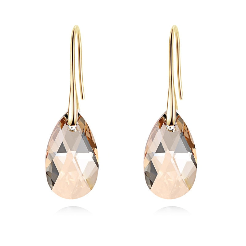 Sterling Silver Plated Teardrop Dangle Earrings with Shimmering Crystal Stone for Women – Versatile Day to Night Jewelry | Thomler