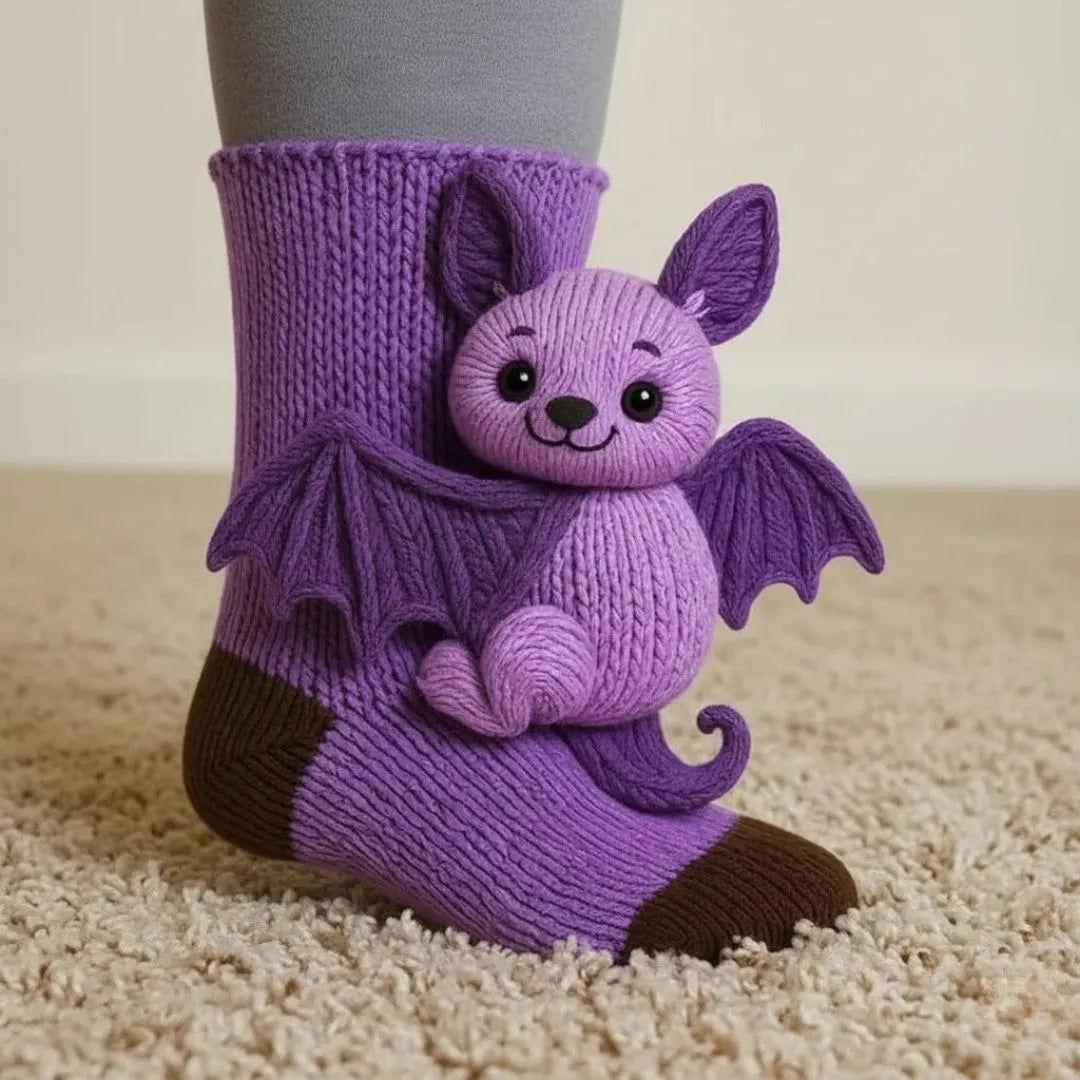 Plush Animal Slipper Socks for Women & Men - Cozy Fleece-Lined Winter Floor Socks with Non-Slip Grips | Thomler