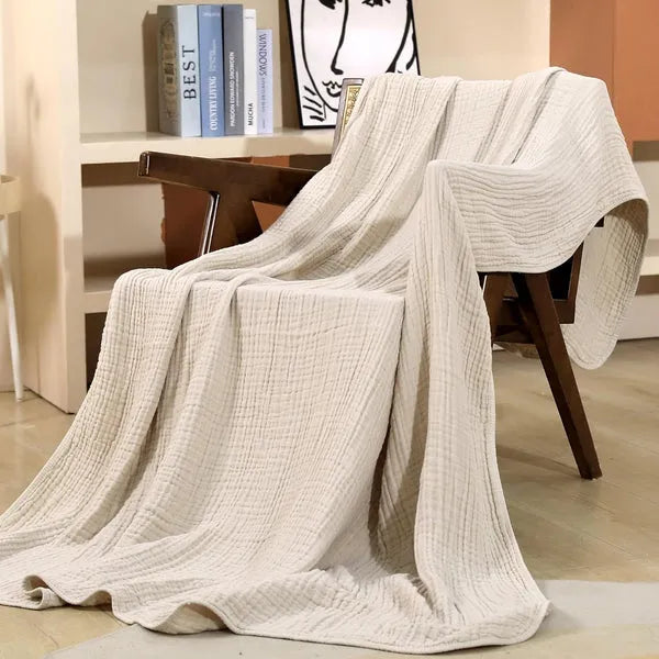 Soft Cotton Muslin Throw Blanket - Lightweight All-Season Comfort for Couch, Bed & Living Room - Hypoallergenic Breathable Fabric | Thomler