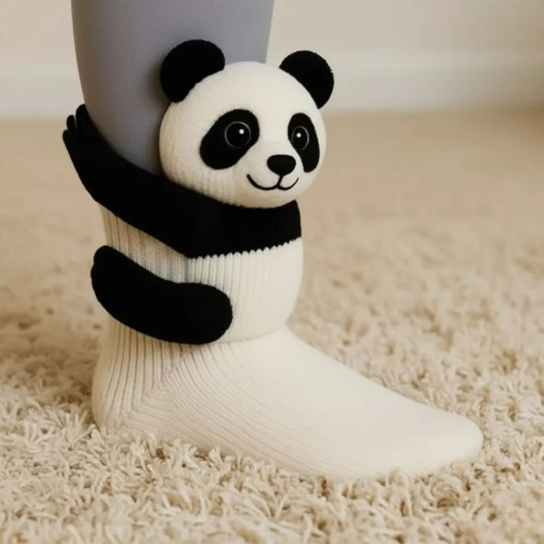Plush Animal Slipper Socks for Women & Men - Cozy Fleece-Lined Winter Floor Socks with Non-Slip Grips | Thomler