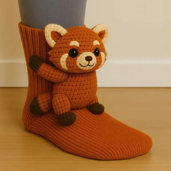 Plush Animal Slipper Socks with 3D Design – Cozy Winter Footwear for Kids & Adults | Thomler