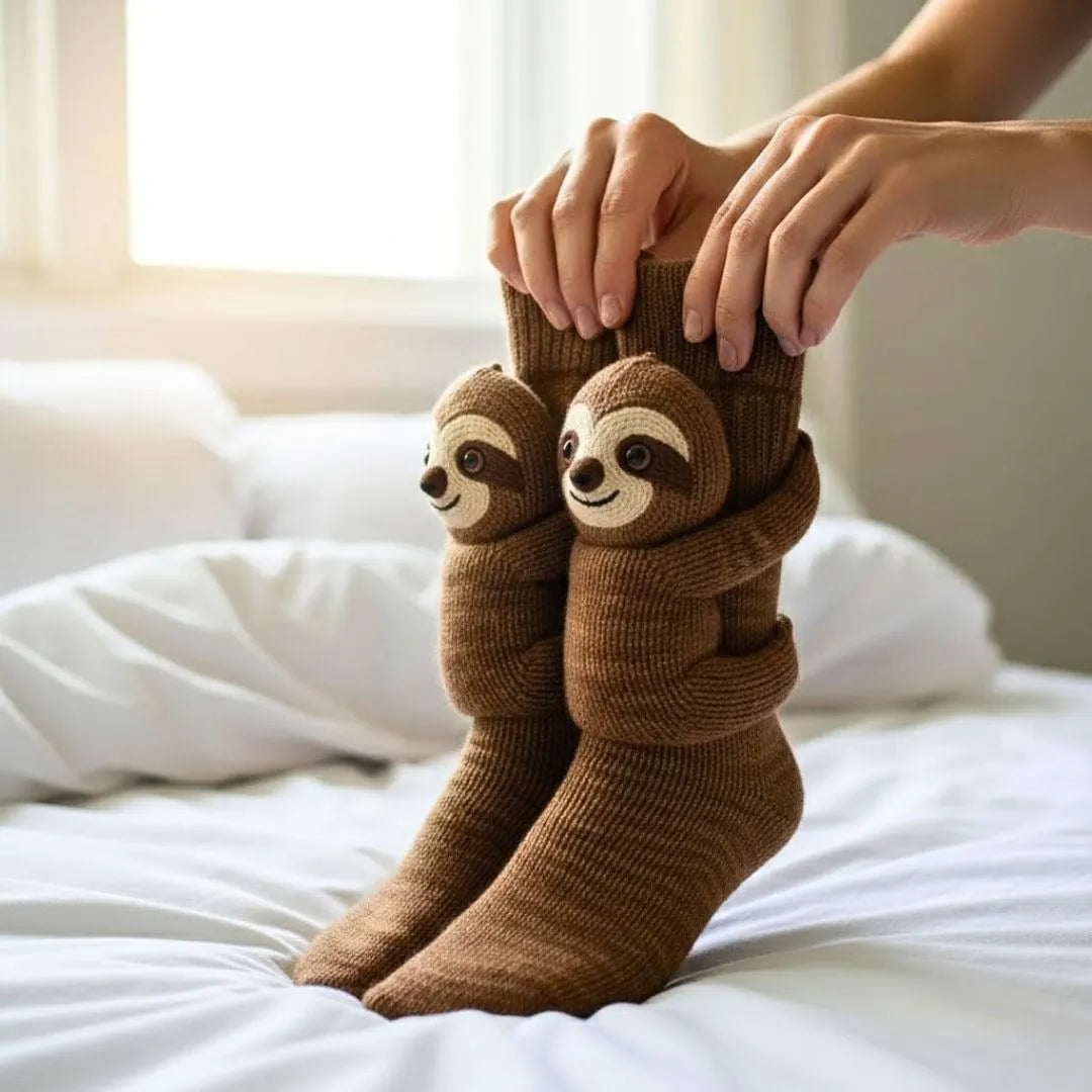 Plush Animal Slipper Socks for Women & Men - Cozy Fleece-Lined Winter Floor Socks with Non-Slip Grips | Thomler