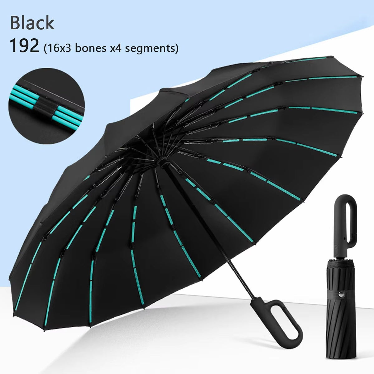 Heavy-Duty Windproof Automatic Open Umbrella with 47-Inch Canopy – Reinforced Storm Protection, One-Touch Deploy, Compact 15-Inch Fold for | Thomler