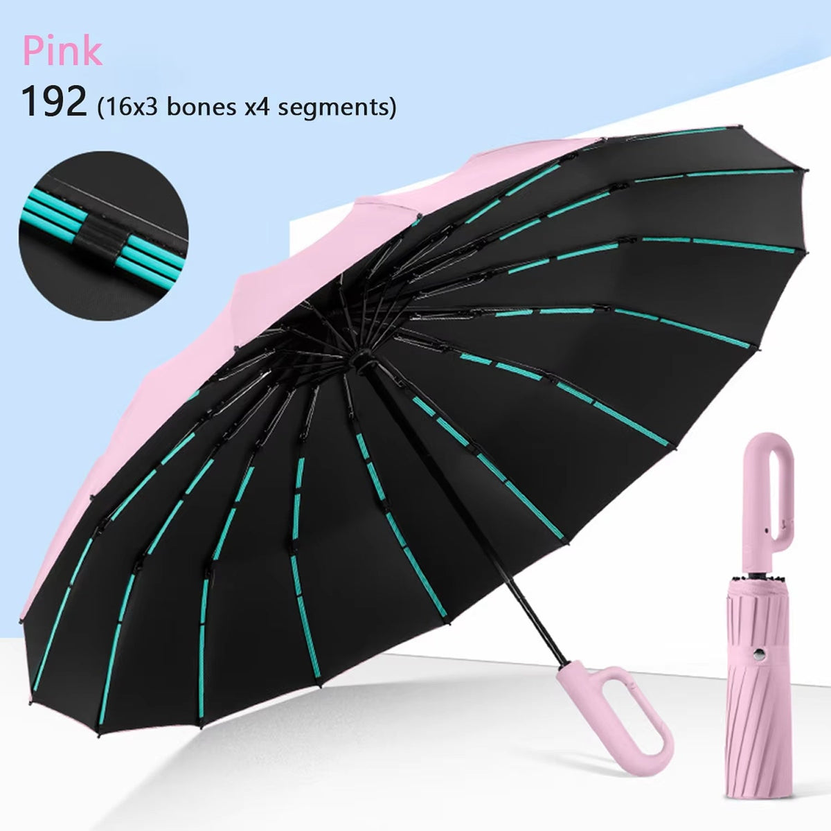 Heavy-Duty Windproof Automatic Open Umbrella with 47-Inch Canopy – Reinforced Storm Protection, One-Touch Deploy, Compact 15-Inch Fold for | Thomler