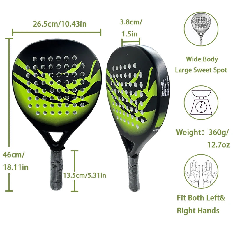 Carbon Fiber Padel Racket for Beginners – EVA Foam Core, Lightweight 13 oz Design, Non-Slip Handle for Easy Control & Comfort | Thomler