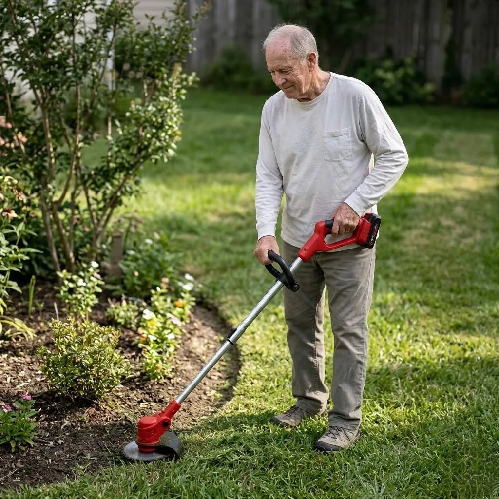 Rechargeable Lawn Edger 24V 18000 RPM Metal Blade Yard Tool Telescoping Handle for Sidewalks & Pathways Red Green Available | Thomler