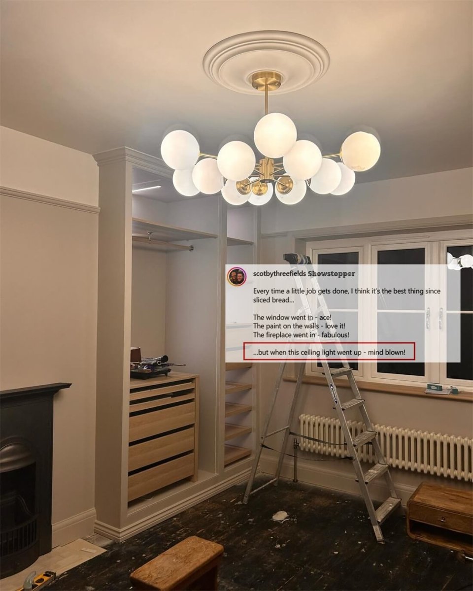Pendant Light Glass Two-Tier 90.0 cm Opal Globes Brass Finish Dining Room Living Room Ceiling Lamp | Thomler