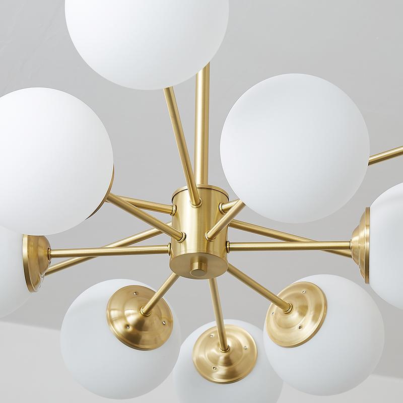 Pendant Light Glass Two-Tier 90.0 cm Opal Globes Brass Finish Dining Room Living Room Ceiling Lamp | Thomler