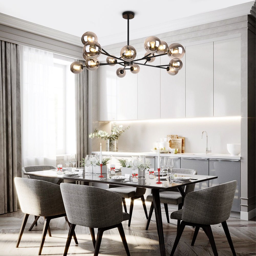 Chandelier Light Glass 112.0 cm Black Dining Room Kitchen Island Sputnik Pendant Ceiling Lamp Dimmable G9 | Thomler