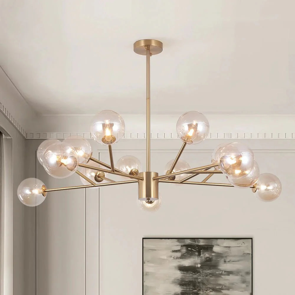 Chandelier Light Glass 112.0 cm Black Dining Room Kitchen Island Sputnik Pendant Ceiling Lamp Dimmable G9 | Thomler