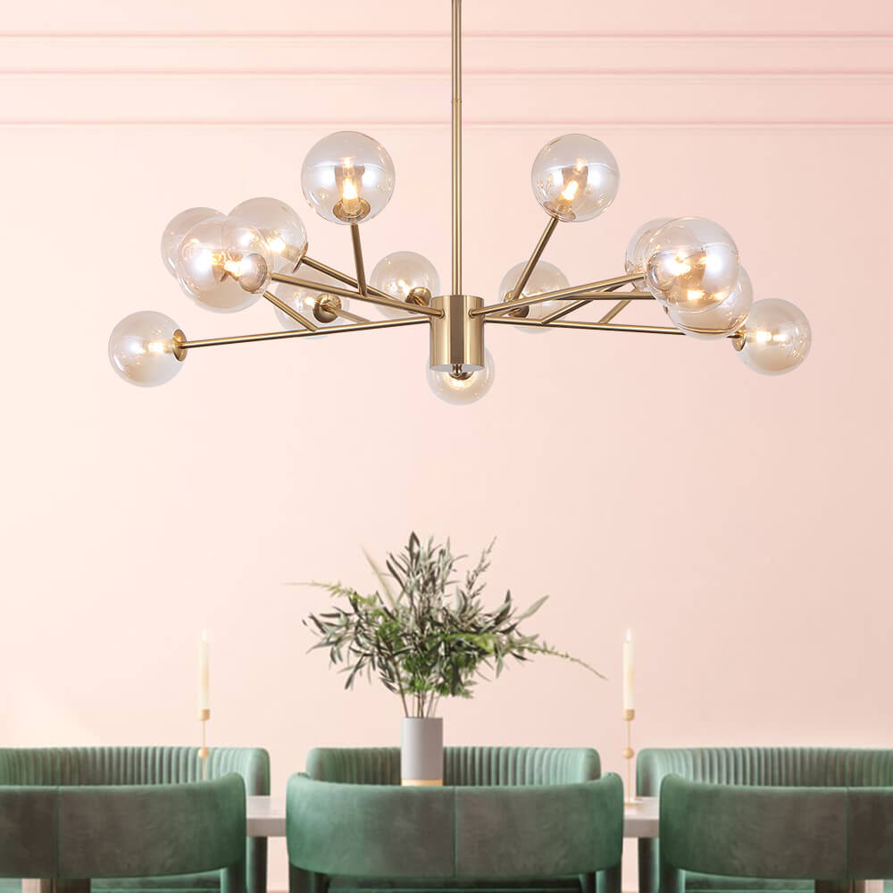 Chandelier Light Glass 112.0 cm Black Dining Room Kitchen Island Sputnik Pendant Ceiling Lamp Dimmable G9 | Thomler