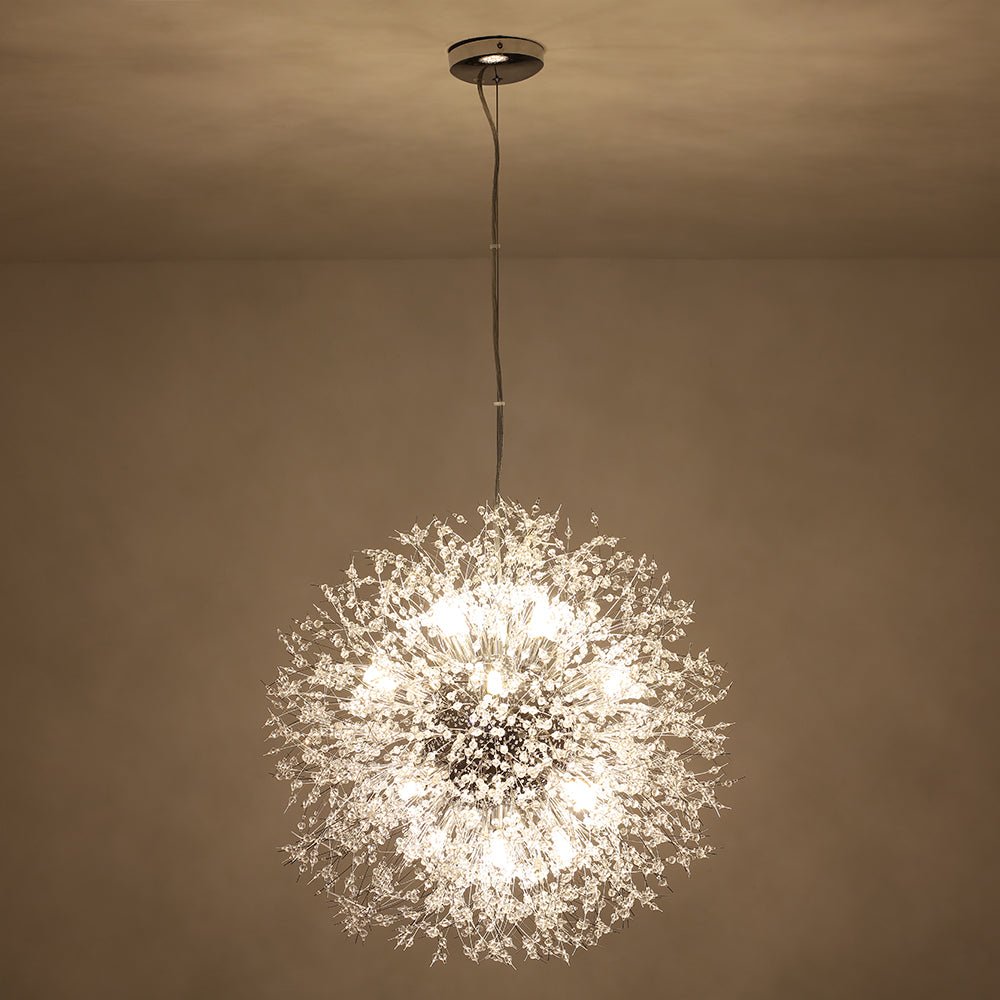 Pendant Light Metal Crystal Beads 80.0 cm Fireworks Design Adjustable Living Room Dining Hall Ceiling Lamp | Thomler