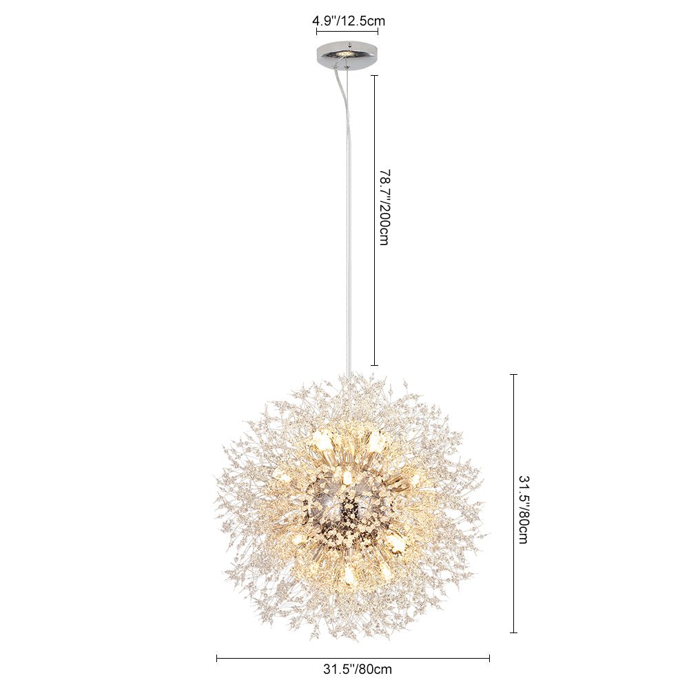 Pendant Light Metal Crystal Beads 80.0 cm Fireworks Design Adjustable Living Room Dining Hall Ceiling Lamp | Thomler