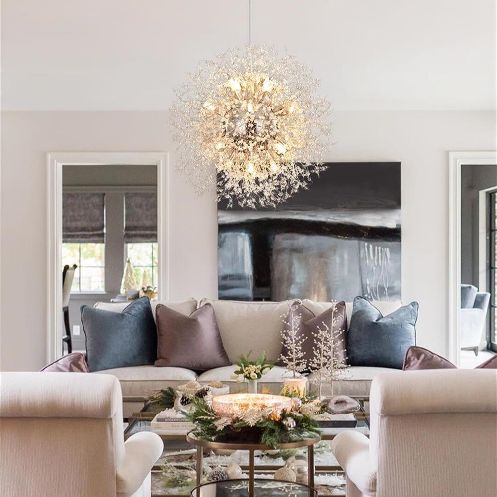 Pendant Light Metal Crystal Beads 80.0 cm Fireworks Design Adjustable Living Room Dining Hall Ceiling Lamp | Thomler